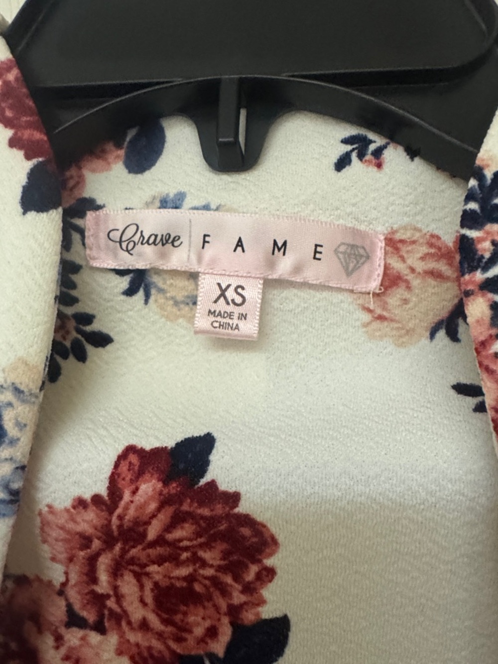 Crave Fame White Midi Dress with Pink and Navy Floral Print - Picture 3 of 5